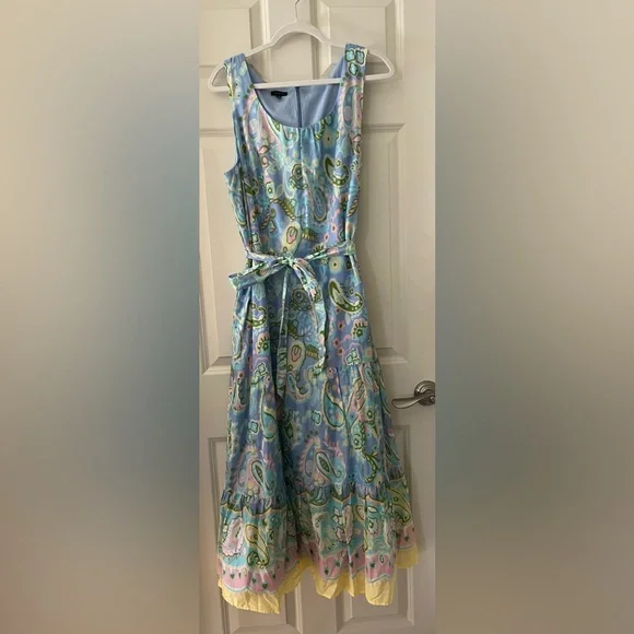 Talbots VOILE MIDI DRESS PAISLEY Fit & Flare Dress
Scoop Neck self-tie belt 16 - Picture 6 of 6